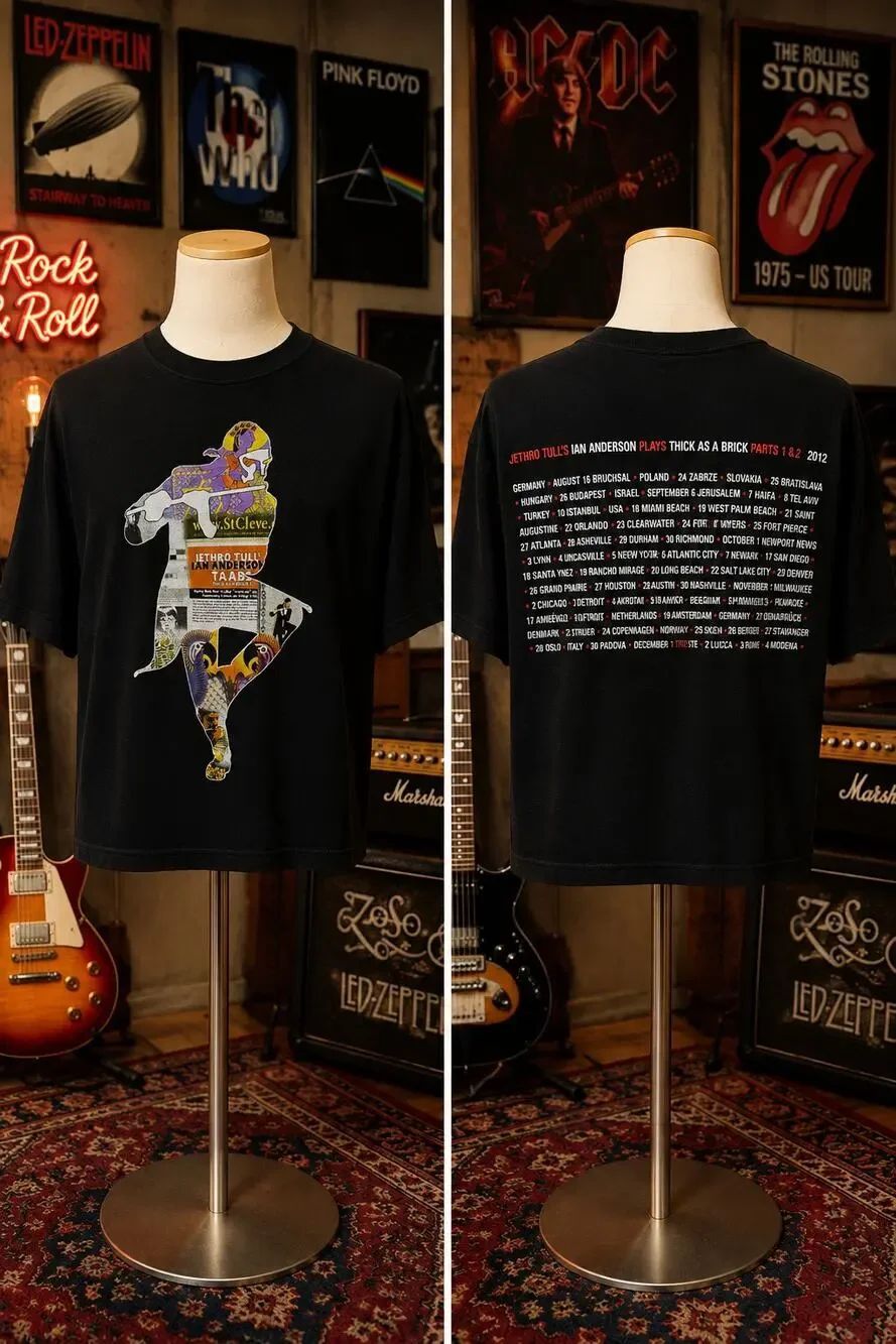 Jethro Tull Ian Anderson TAAB 2012 Tour Band Tee 2XL Rock Shirt